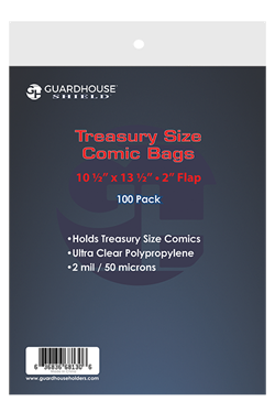 Shield Bag for Treasury Comics - 10 1/2 x 13 1/2 + 2 inch flap