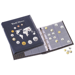 Coin Album "World Money" w/5 different optima coin sheets- Blue