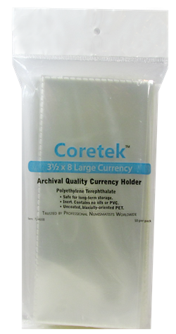 Coretek Large Currency Sleeve 8 x 3 1/2- 50 pack