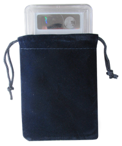 Velour Drawstring Pouch - 3x4.25 Navy Blue