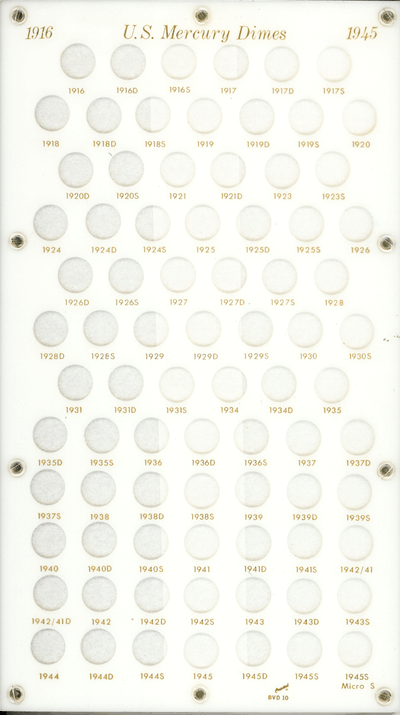 U.S. Mercury Dimes 1916-1945s Micro S