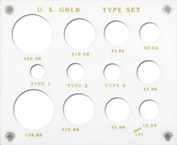 Gold Type Set Lib. 20, 10, 5, 3, 2.50, Type I,II,III