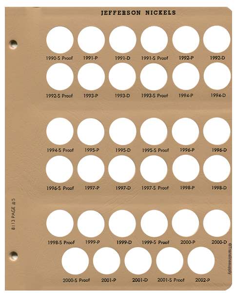 Jefferson Nickels with proof 1938-2011