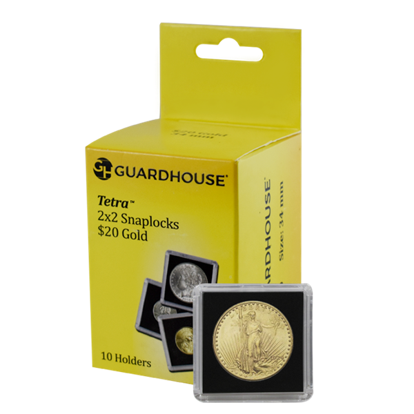 20 Dollar Gold 2x2 Tetra Snaplock Coin Holder - 10 per pack