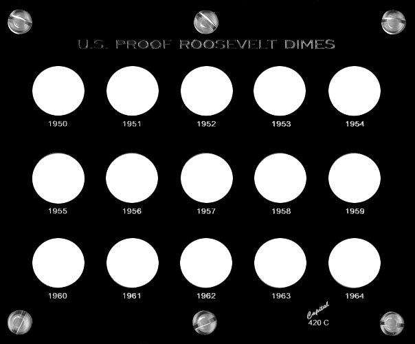 Proof Roosevelt Dimes 1950-1964 - Black