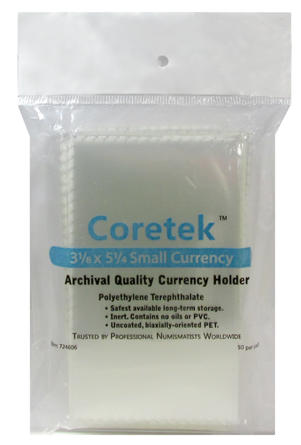 Coretek Small Currency Sleeve 5 1/4 x 3 1/8 - 50 pack