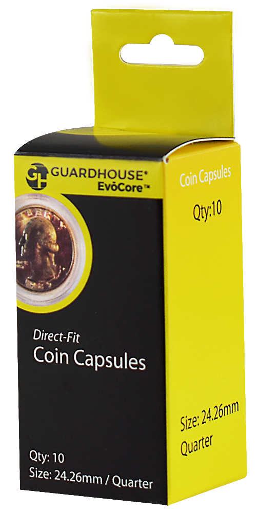 Quarter (24.3mm) Direct-Fit Coin Capsules - 10 Pack