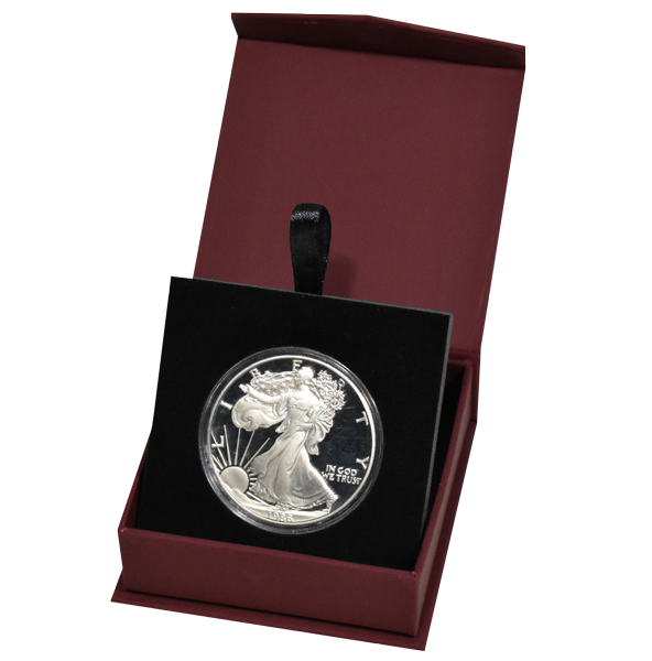 Folding Coin Capsule Box with Magnetic Lid and Stand Insert - Large Capsule