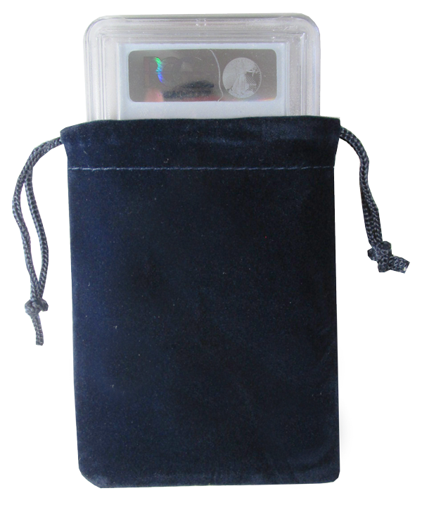 Velour Drawstring Pouch - 3x4.25 Navy Blue