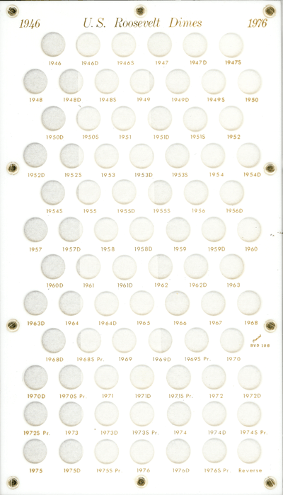 U.S. Roosevelt Dimes 1946-1976S (Includes Clad & Proofs - Reverse)