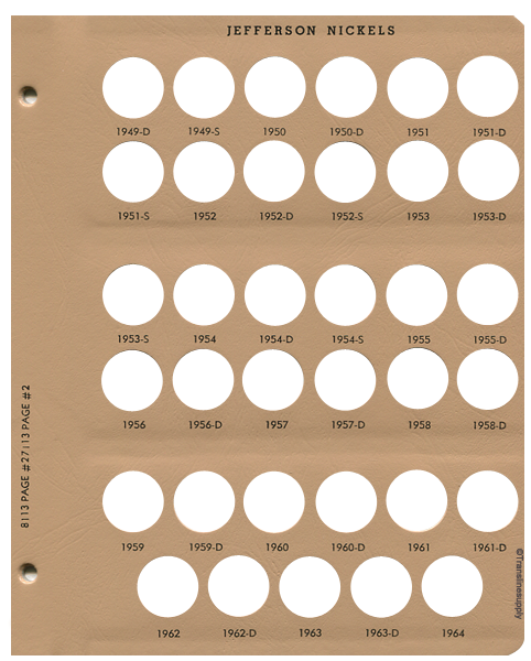 Jefferson Nickels with proof 1938-2011